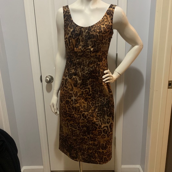 NWOT Doncaster Vintage Cheetah print dress size 4 lined, strap retainers wow! - Picture 7 of 12